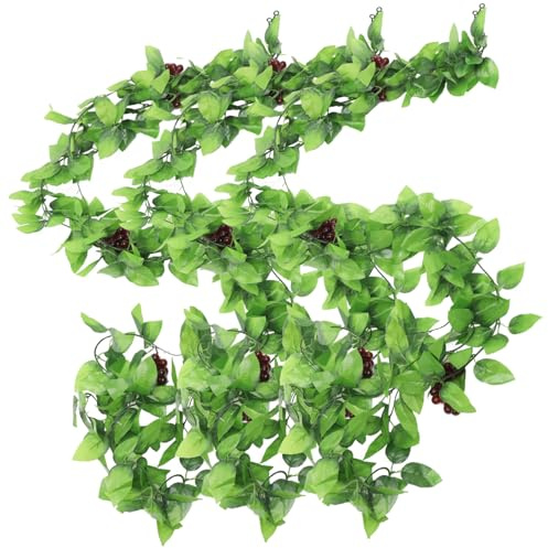 Holibanna 3 pièces Vignes de Raisin Artificielles Décoratives Réalistes pour Photographie et Jardin Vertes Simulées Résistantes Aux Intempéries Accessoires de Décoration Dintérieur et