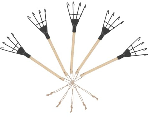 SOIMISS 5pièces Râteau De Jardin Manuel Fer avec Poignée Ergonomique Mini-Outil De Désherbage Portatif pour Creuser Et Aérer Le Sol