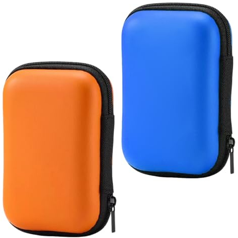 SHILIUZHI 2 Stück Spielkarten Box, Spielkarten Etui, Aufbewahrungsbox Kartenspiel Box, Feuchtigkeit Spielkartenbox, Zur Aufbewahrung Von Karten, Kopfhörern Und Datenkabeln (Orange, Himmelblau)