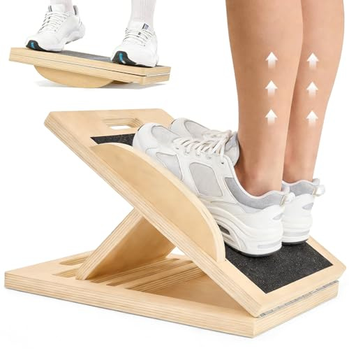 MFUSUL Schrägbrett aus Holz für effektives Dehnen, 3-in-1 Balance Board & Stretch Board für Wadendehner, Knieretter & Stretch and Mobility Board,für Beine & Rücken