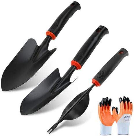 XHYASD 3-teiliges Gartenwerkzeug Set, Kleine Kohlenstoffstahl Schaufel, Breite und schmale Gartenschaufel und Unkrautentferner für Pflanzen, Umgraben, Umpflanzen