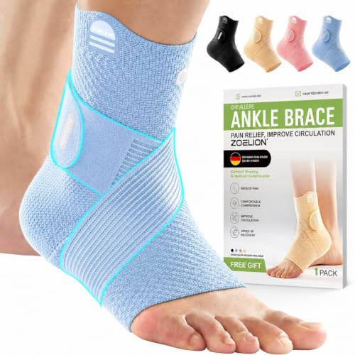 ZOELION Knöchelbandage mit X-Strap, sicherer Sitz & freie Bewegung | 3-Zonen-Kompression, atmungsaktiv, schlank im Schuh, Sprunggelenkbandage bei Plantarfasziitis & Achillessehne (Blau,2XL)