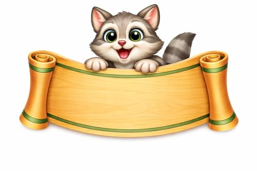 Targa Personalizzata con Nome in MDF – Gatto Cartoon – Targhetta Decorativa per Cameretta Bambino e Neonato – Regalo Nascita, Battesimo, Compleanno