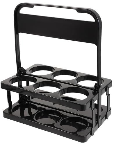 POPETPOP Porte-gobelet Sport Autoportant en PP Noir Poignée Robuste pour Football et Rugby, Support Stable pour 6 Bouteilles d'eau Facile à Transporter