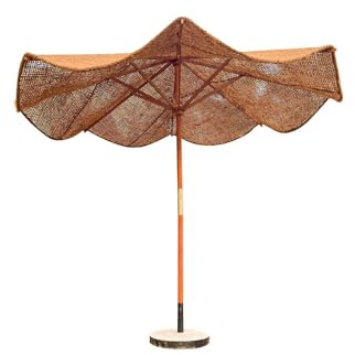 CocoWeave - Parasol en coco de 300 cm avec cadre en bois, sans pied, 100% fibre de coco, parasol naturel pour terrasse, balcon et jardin