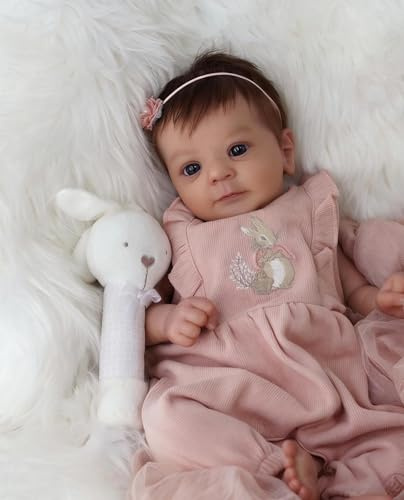 RXDOLL 45 cm verklighetstrogen nyfödd babydockor silikon helkropp vinylflicka, realistiska nyfödda babydockor som ser riktiga ut, anatomiskt korrekt tvättbara nyfödda bebisar med tillbehör