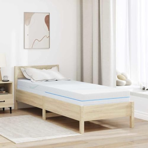 Madrass vit 80 x 200 cm, jacquardtyg, rullmadrass med 7 zoner, kallskum, ergonomiskt ventilerande, punktelastisk för sovrum och gästsäng med medelhög hårdhetsgrad