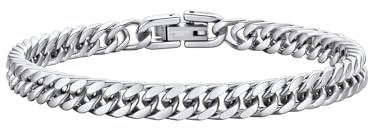 Bandmax Herren Armband Edelstahl Panzerarmband 6/8/12/17mm Massiv Kubanische Gliederarmband 19/21/23cm Schwere Panzerkette Armkette mit Faltverschluss Männer Armreif Schmuck für Geburtstag Vatertag
