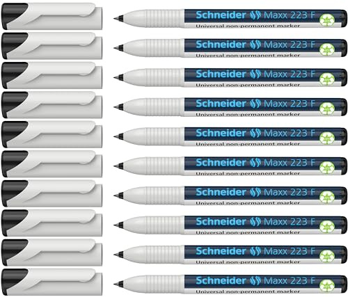 Schneider Maxx 223 Universal-Marker (Non-Permanent F, feucht abwischbar, 0,7 mm) 10er Packung schwarz