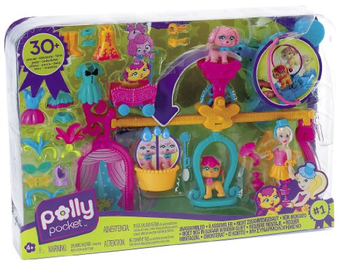 Polly Pocket R2638-0 - Funkelnde Tierfreunde - Tier-Akrobaten Spielset