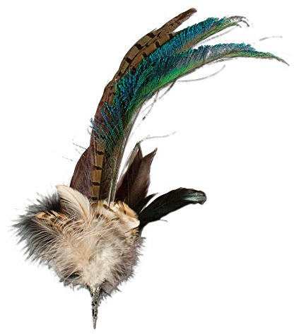 Alpenflüstern Damen Federbrosche Hutfeder Pfau API02600035 grün-braun