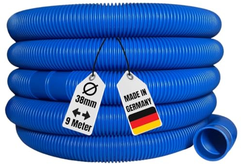 AquaOne Poolschlauch 38mm blau 9 Meter 1 1/2 Hochwertiger Pool Schlauch für Garten & Schwimmbad Solarschlauch Schwimmbadschlauch Saugschlauch Pumpenschlauch Flexibel Wasserschlauch