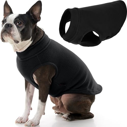 Gooby Stretch Fleece dra över kallt väder hundväst, stor, svart