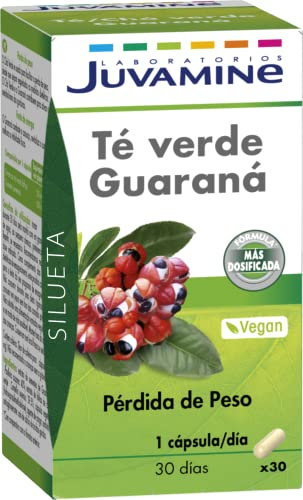 JUVAMINE - Té Verde Guaraná - 30 Cápsulas - Pérdida de Peso - Activa el Metabolismo - Tonifica - Estimula - Té Verde - Guaraná - Activos de Origen Vegetal