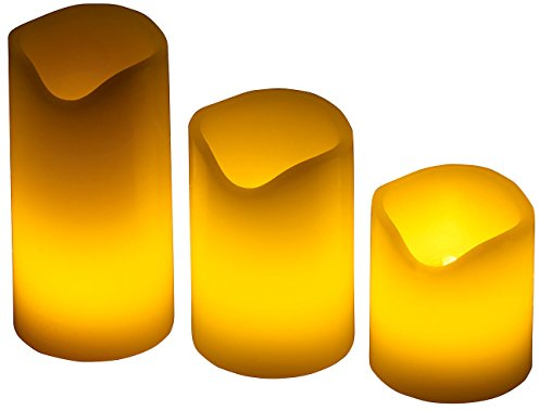 PEARL Wachskerzen mit Batterie: 3er-Set LED-Kerzen, Echtwachs-Mantel, Flacker-Flamme, Batteriebetrieb (Echtwachskerzen mit Batterie, Kerzen mit Batterien, batteriebetrieben)