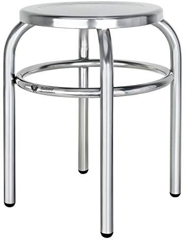 Beeketal 'BEH-30' Hocker aus Edelstahl mit Ø 29 cm Sitzfläche, ca. 1,5 kg, (L/B/H): ca. 370 x 370 x 420 mm, Stabiler Edelstahlhocker fertig montiert mit 4 PVC Stuhlbeinschutzkappen