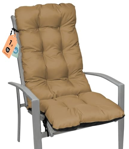 SuperKissen24. Outdoor Sitzkissen Stuhlkissen - 48x123 cm - Made in EU, Wasserdichtes & UV-beständig Gartenkissen Rückenkissen - Stuhlauflage Stuhlpolster für Balkonstühle - Beige