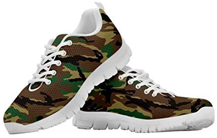 chaqlin Unisex Adult Running Shoes Army Camouflage Print Sneakers for Women Men Outdoor Sport Gym Trainers Lightweight 43 EU