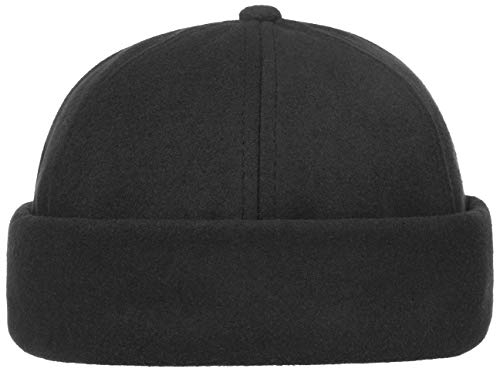 Lipodo Dockermütze Damen/Herren - Aus Wollmischung - Dockercap größenverstellbar - Gefüttert mit Fleece - One Size (54-60 cm) - Umschlagmütze mit Klettverschluss - Herbst/Winter schwarz One Size