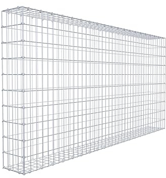 GABIONA Gabione 200 × 100 × 20 cm (L x H x T) – Steinkorb aus 4 mm Draht, Maschenweite 5 × 10 cm, C-Ring Verschluss + Gratis-Zange – ideal für Sichtschutz, Gabionenzaun, Gartenmauer und Steinkorbwand
