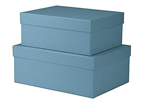 Rössler - S.O.H.O. Boxline Aufbewahrungsbox 2er Set Rechteckig Denim | Rechteckige Geschenkboxen mit Deckel aus Karton für Präsente, Organisieren und Verstauen von Erinnerungen