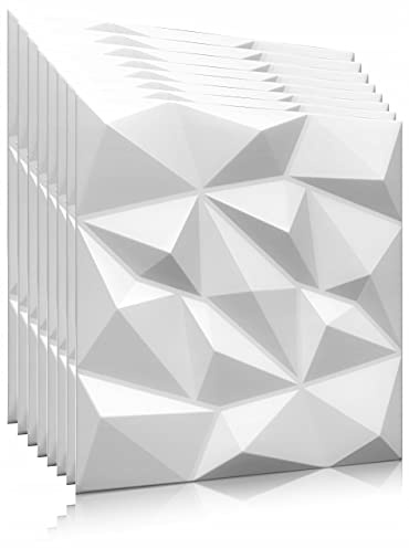 Deccart - Pannelli da parete 3D in polistirolo, rivestimento da soffitto, pannelli decorativi da parete, pannelli in polistirolo, 50 x 50 cm, Brylant 12 m², 48 pezzi, bianco