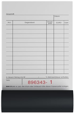RNK 2953 – kassalblock – häftad nedan, 2 x 50 ark, 96 x 175 mm, numrerad, 10 stycken