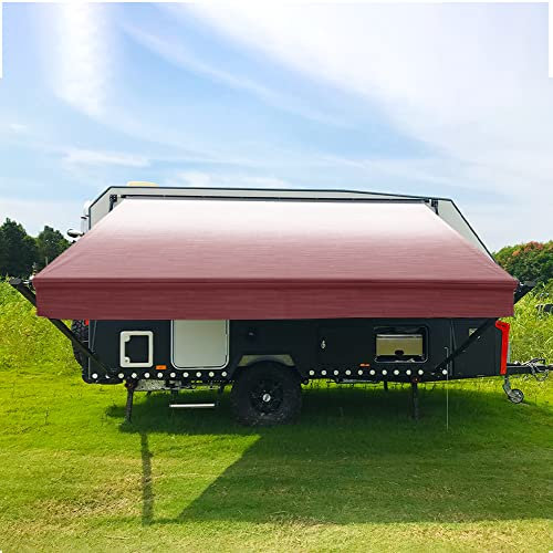 Suncode Wohnmobil-Markisen-Stoff, Ersatz, wasserdicht, Sonnenschutz, universelle Passform, Camper-Markise, 473 ml, Vinyl, Wohnmobil-Baldachin, Reiseanhänger, Markise, burgunderrot, Schal verblasst
