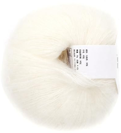 Angora langes Wollgarn, bequeme Mohair-Wolle mit Handwaschbar zum Stricken für Schal für DIY Häkeln (01 Weiß)