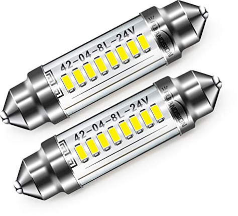Ruiandsion 2pcs 42mm LED Festoon Light DC 24V Super Bright 8-SMD 4014 Chipsets 211-2 578 569 LED Bulbs Replacement for Cars Trucks Interior Map Dome Lights, White