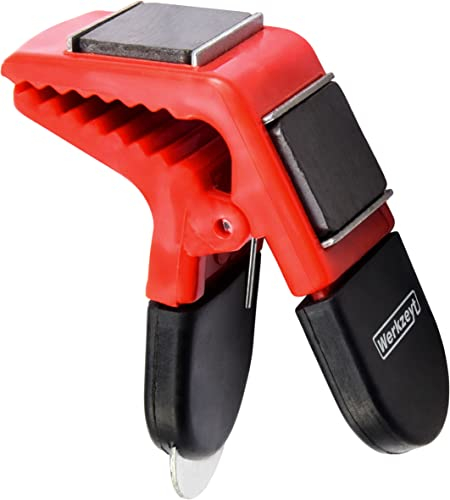 Werkzeyt Porte-pinceaux magnétique - Avec deux aimants - Clip pratique pour la fixation - Ouvre-boîte de peinture intégré - Pour un travail propre - Noir et rouge - Clip pour pinceau - Support pour