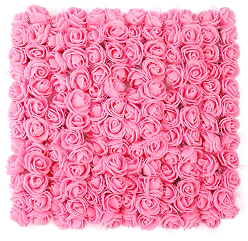 MWOOT Rosa Kunst Blumen zum Basteln, 144 Stück Klein Künstlich Blumen, Mini Gefälschte Rosen Blumen für Hochzeit Braut Haarspangen Stirnbänder Dekoration Zubehör Herstellung DIY, 2.5CM Blumenköpfe