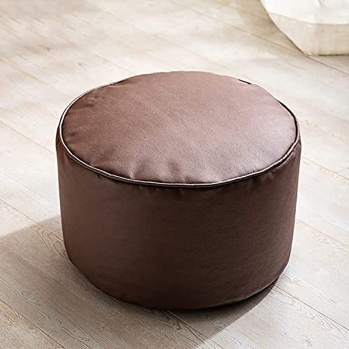 Runde Pouf Leder Sitzpouf,Weich Sitzhocker Sitzpuff Couch Hocker,Volltonfarbe Gefüllt Sitzsack,Modernen Klein Polsterhocker Für Wohnzimmer Schlafzimmer 45x45x28cm(18x18x11inch) (F)