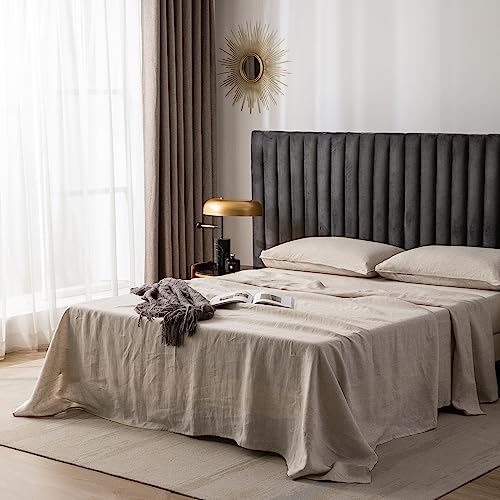 CHUFFED Leinen Bettlaken 100% Leinen Stonewashed Laken Atmungsaktive Bettwäsche für Bauernhäuser,Soft Washed Finish Bettlaken nur 1 Bett Laken (150cm x 250cm, Natur Leinen)