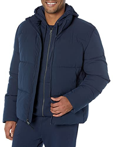 Amazon Essentials Men's Mock Neck Heavyweight Puffer Coat (Available in Big & Tall), Navy, X-Large