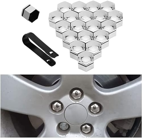 20 Stücke Auto Radschraubenkappen für Cupra Ateca/Born/E-Racer/Formentor/Leon/TCR, Auto Mutter Rad Auto Hub Schraube Schutz Diebstahlschutzkappe Zubehör,C Silver-17mm