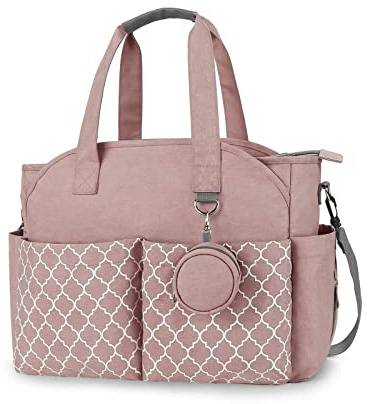 MEYTEILAY Nappy Bag Tote Baby Diaper Changing Bag with Changing Pad and Shoulder Strap Portable Waterproof and Large Capacity for Mom（Pink）