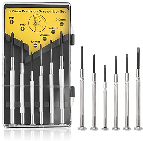 Eowppue Cacciavite per Occhiali Mini cacciavite Set Orologio con Custodia Kit cacciavite Piccolo cacciavite per Occhiali Gioielli Guarda Riparazione Fai da Te (6 Pezzi)