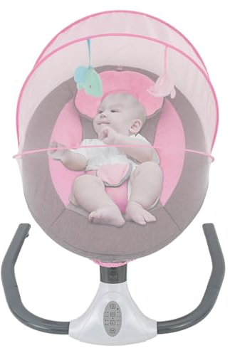 SHZICMY Balancín eléctrico para bebé con 12 música, USB, Bluetooth, eléctrico, con Mando a Distancia, Temporizador, para bebés de Menos de 10 kg, Color Rosa