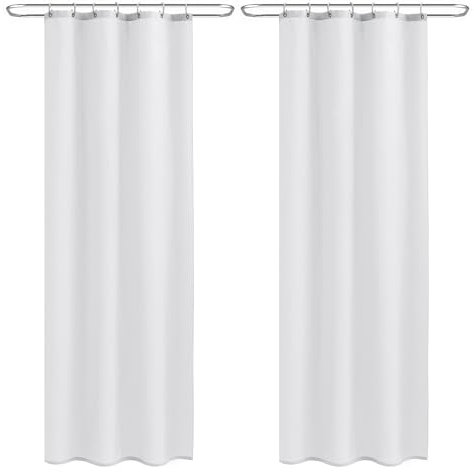 Nasitos Shower Curtain Liners 2 Pack - W36 x H72 - Washable & Water Resistant Fabric Bath Shower Liners for Narrow Stall, Stand Up Shower Stall, RV, Camper (White, 4 Magnets Included)