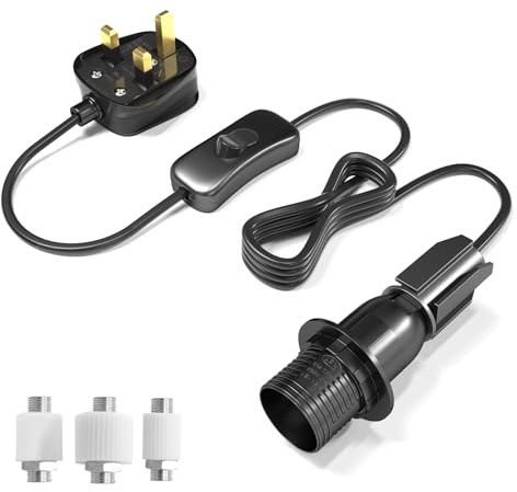 Klarlight DIY Bottle Light Kit E14 Bottle Lamp Adaptor Kit 60W E14 Bottle Lamp Holder Adaptor Cable in-Line Switch Wine Bottle Top Black Light Fittings for Lamp Electric