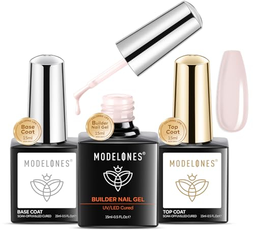 modelones 8-in-ONE gel rosa y capa superior gel UV y base coat