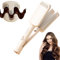 32 mm Rizador Pelo Ondas, 3 Barriles Ondulador de Pelo Iónico, Plancha Ondas al Agua, Plancha de Ondas para el Pelo, 4 Temperatura Ajustable, Ondas Profundas, Rizador Francés para Pelo Largo/Corto