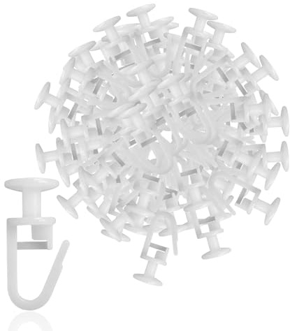120 Ganchos Cortinas, Gancho Cortina Riel de 11 mm de Plástico Ganchos con Cierre Deslizador De Cortina De Cabeza Redonda para Rieles Deslizadores De Cortinas