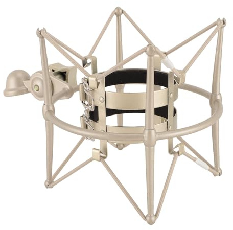 Support de Micro à Montage par Choc pour Microphone, Support de Choc Universel en Forme D'araignée pour Microphone à Condensateur de Grand Diamètre de 60 Mm (GOLD)