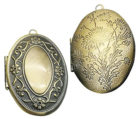 ULDIGI 2stücke Ovale Foto-medaillons aus Metall DIY Kleine Memorial Anhänger zum Einlegen von Fotos zum Selbermachen Andenken für Halsketten oder Armbänder