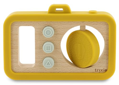 TRIXIE Spielzeug Kamera, Fotoapparat Attrappe Holz Jungen und Mädchen | Kleinkind Babykamera, Kamera für Jungs und Mädels ab Geburt, kreatives Spielkamera aus Holz