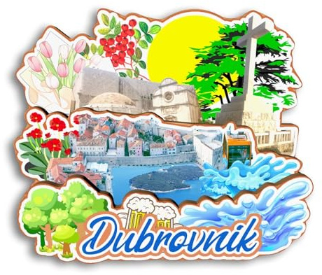 Quwsne Kühlschrankmagnet Dubrovnik Kroatien Kühlschrankmagnet Stadt Reise Souvenirs Touristengeschenke 3D klassische Sehenswürdigkeiten handgefertigt Handwerk Heimdekoration 2308
