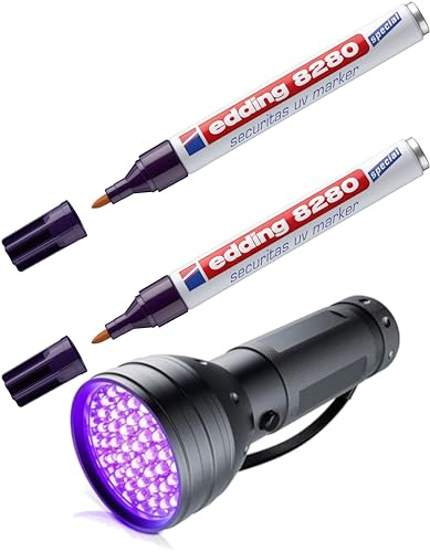 edding UV-Marker Securitas e-8280, Rundspitze 1,5-3mm, farblos (Uv Marker + Lampe 51 LED, 1)