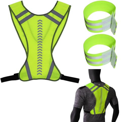 ZOCONE Warnweste Erwachsene Fahrrad Warnweste Herren Gelb Reflektierende Weste mit 2 Reflektorband, Reflektorweste Fahrrad Damen Joggen Reflektor Weste Motorrad Sicherheitsweste Auto für High Vis